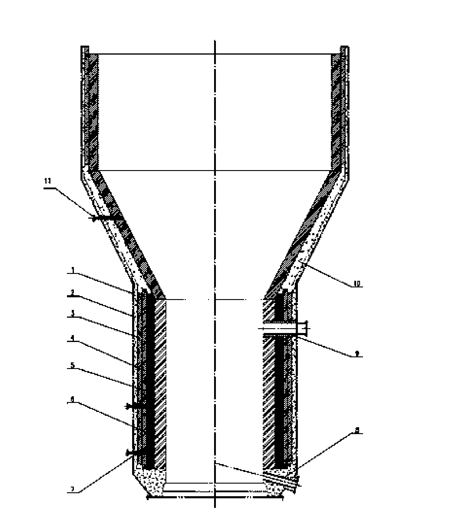 Lining structure of boiling chlorination furnace