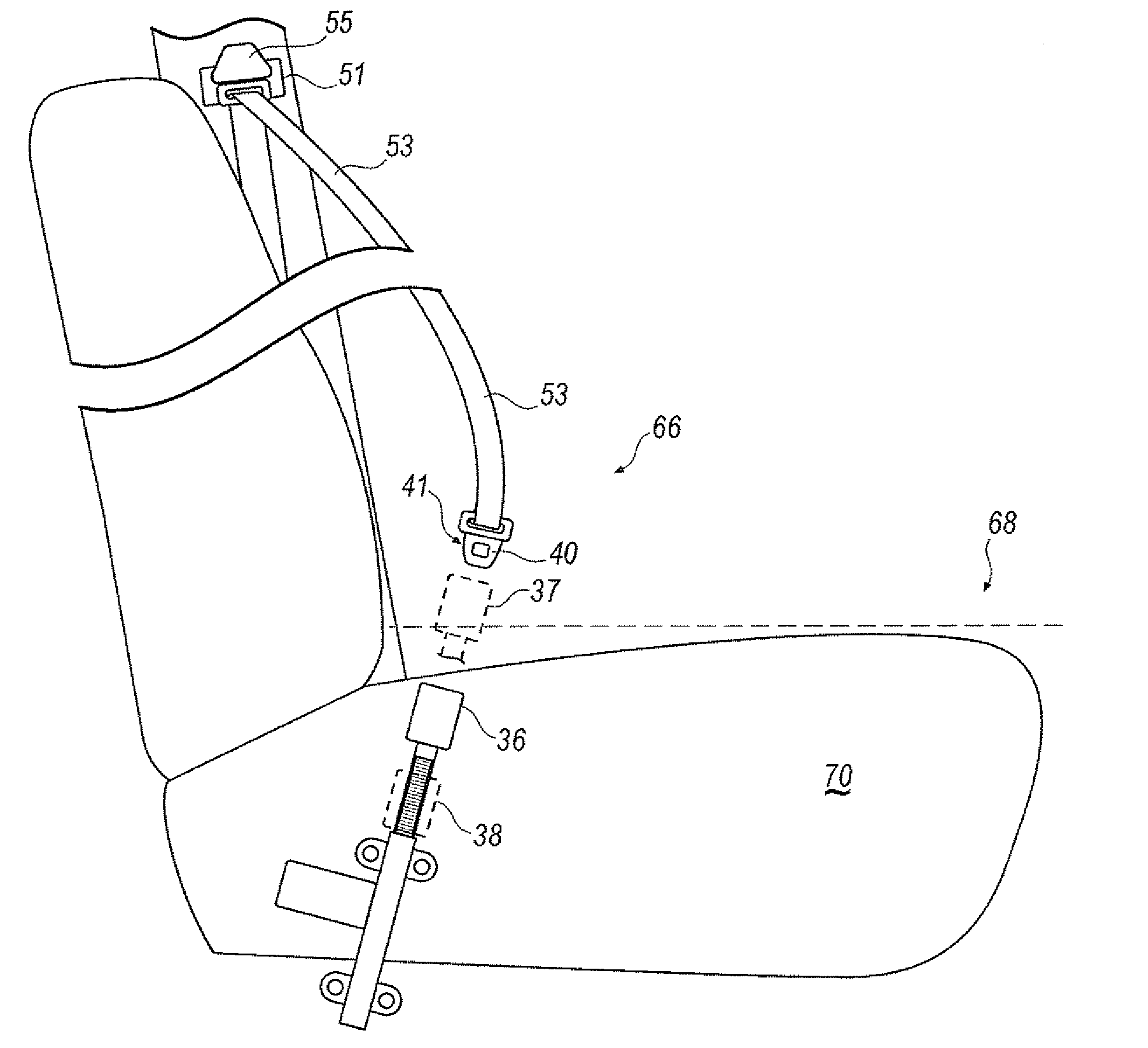 Re-settable vehicle seat belt buckle pre-tensioner presenter system and method of operation