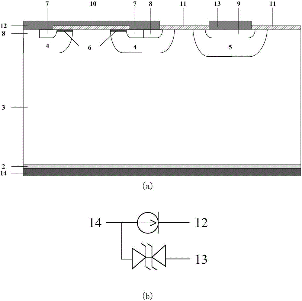 Three-terminal vertical type constant current device with protective function and manufacturing method thereof