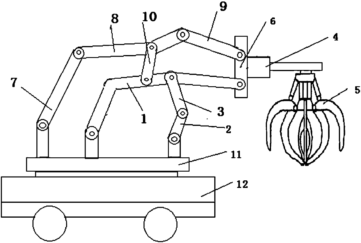 Method for grabbing and loading waste with multi-freedom-degree linkage mechanism