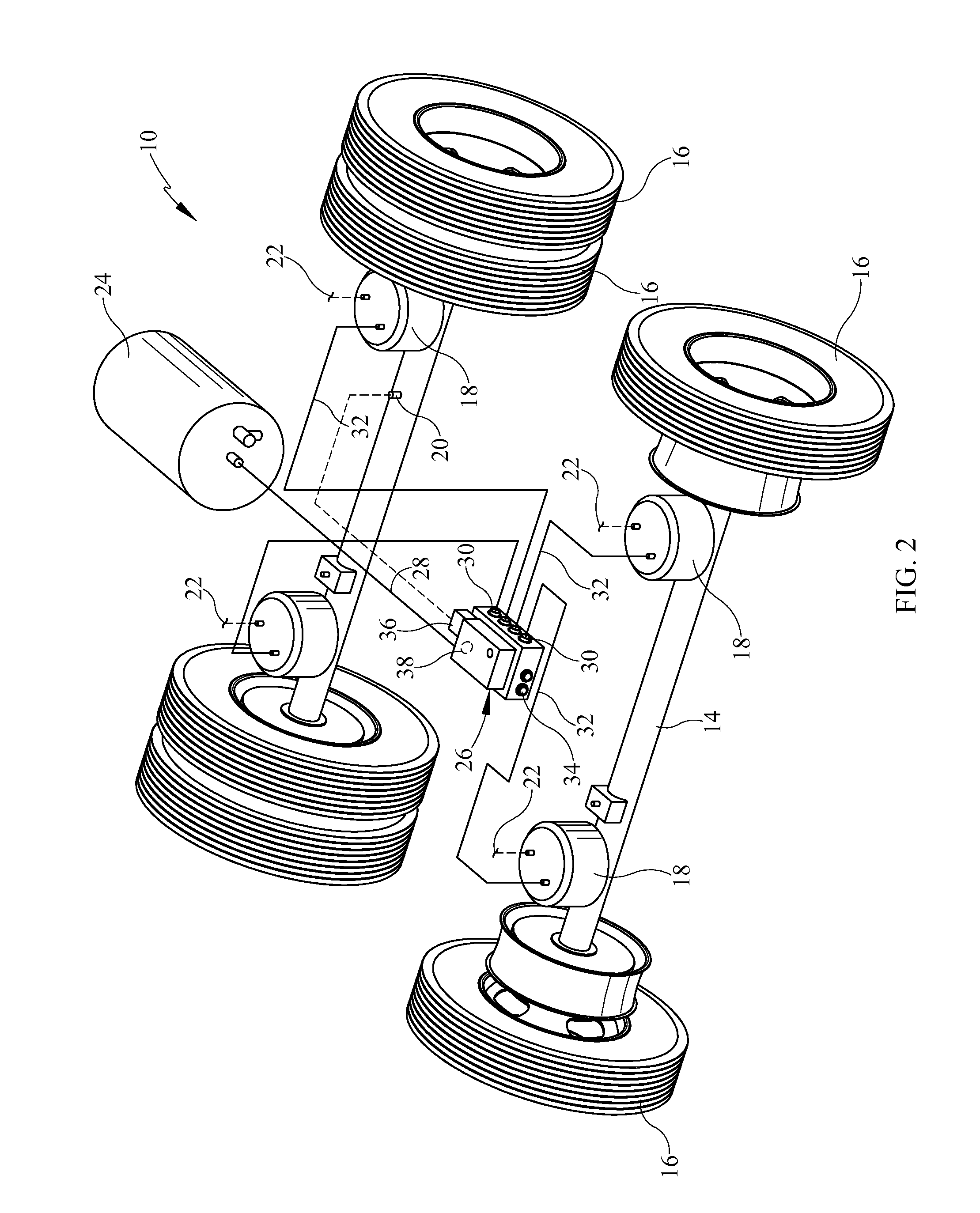 Controllable load distribution system for a vehicle