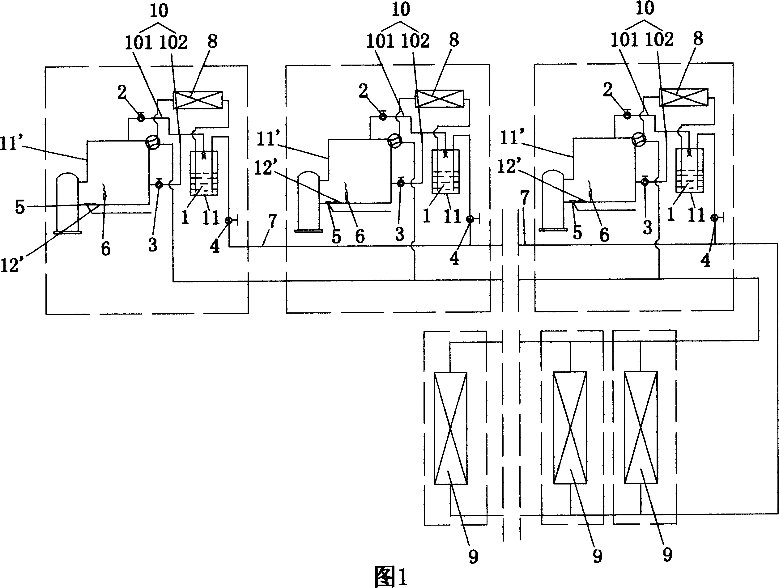 Refrigerant circulation control device and method for multi-connected air conditioner
