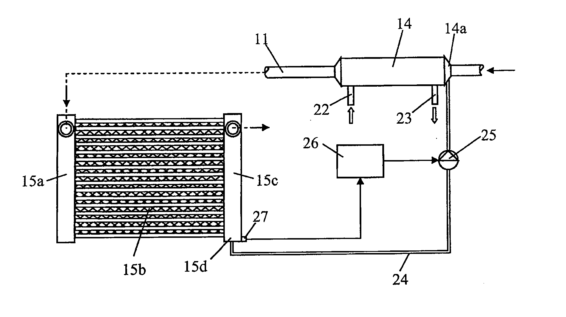 Arrangement and method for the return of exhaust gases in a combustion engine