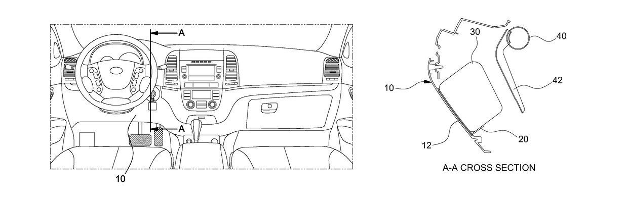 Knee bolster device for vehicle