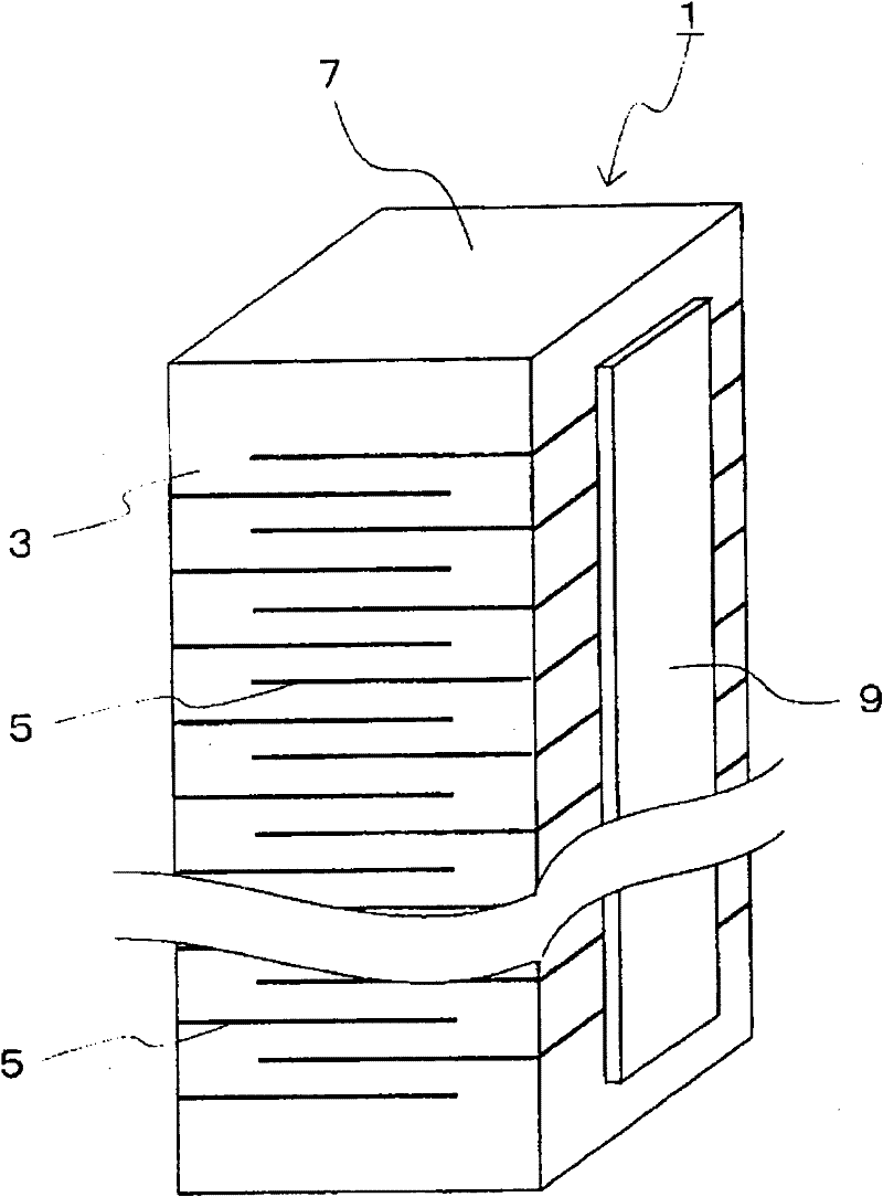 Multilayer piezoelectric element, injection device using same and fuel injection system