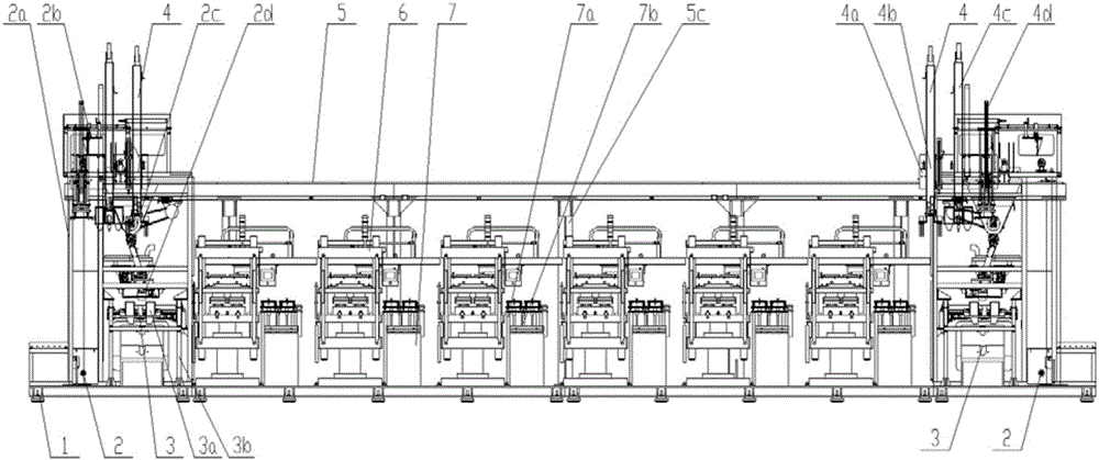 Semi-automatic hot-press molding production line for brake pads for brakes for passenger cars
