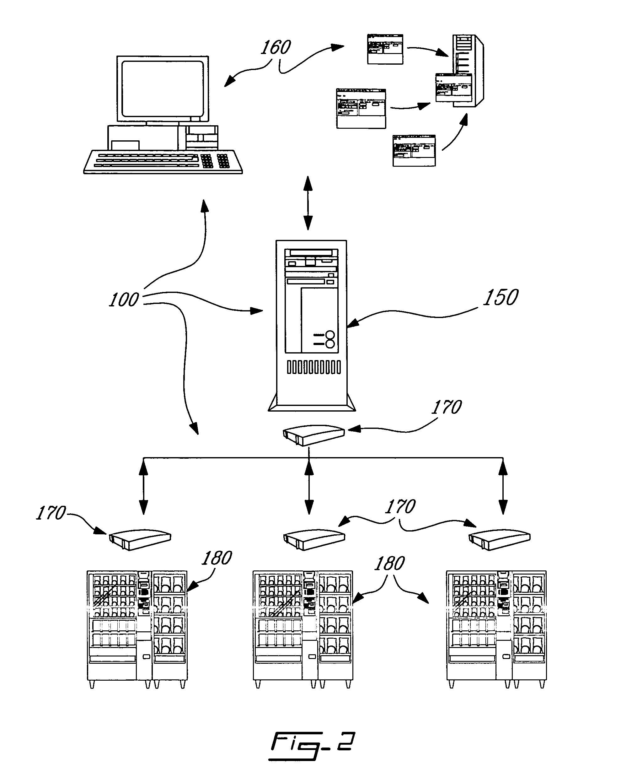 Machine for distributing articles and management system thereof