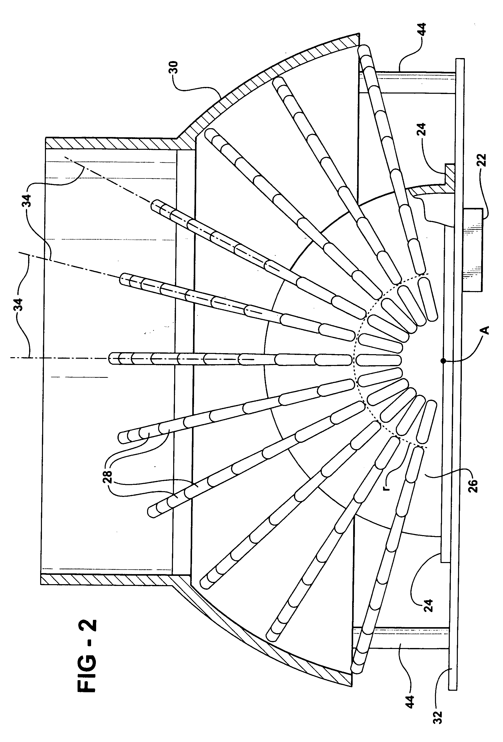 Domed heat exchanger (porcupine)