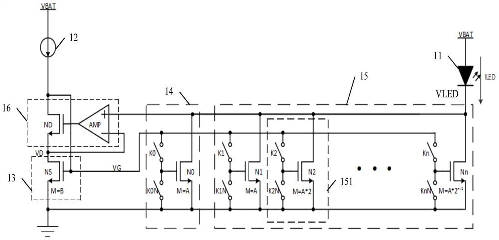 A matrix type LED driver circuit with high resolution and low emi