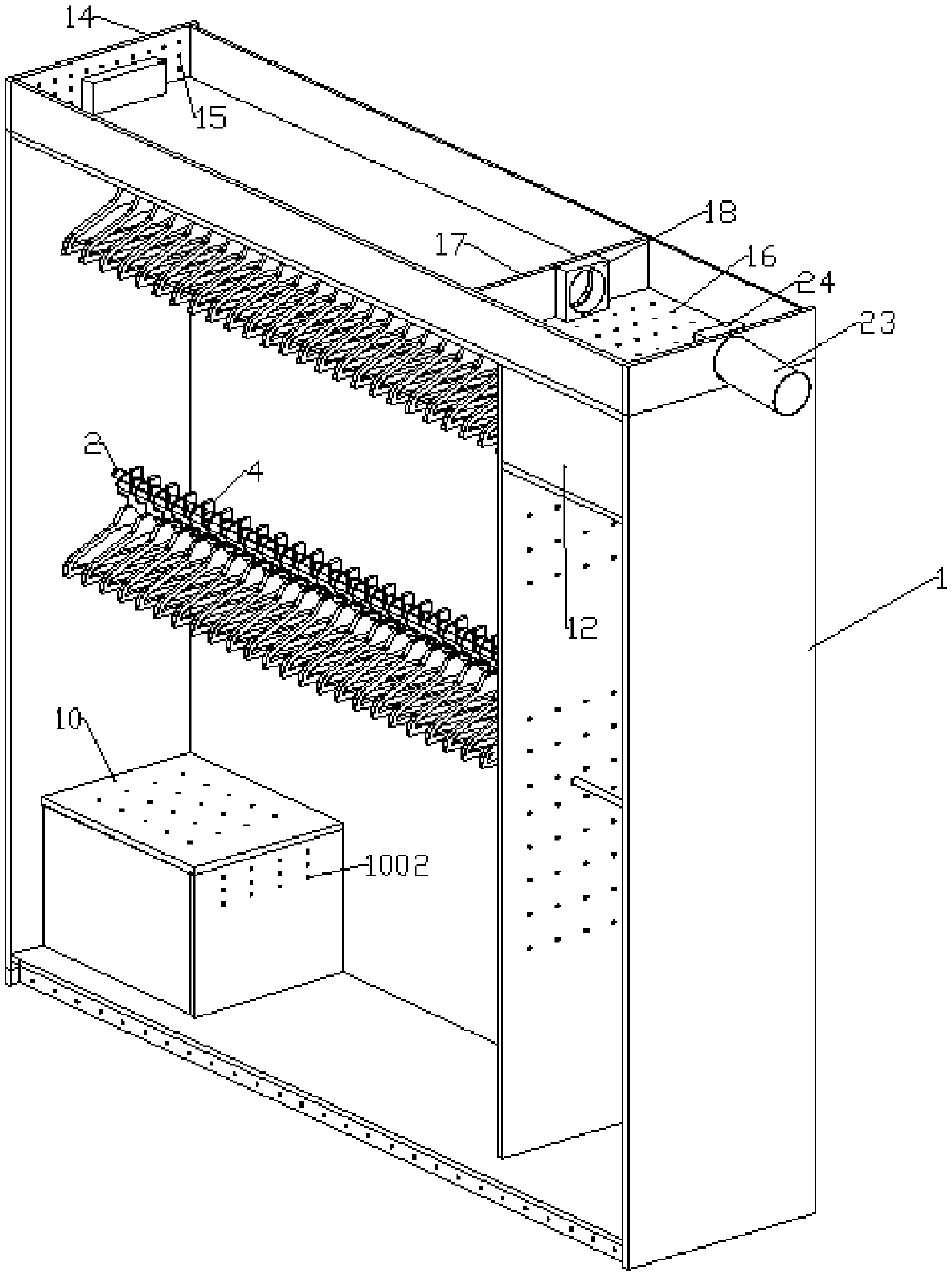 Intelligent positioning wardrobe system with air replacing and processing function