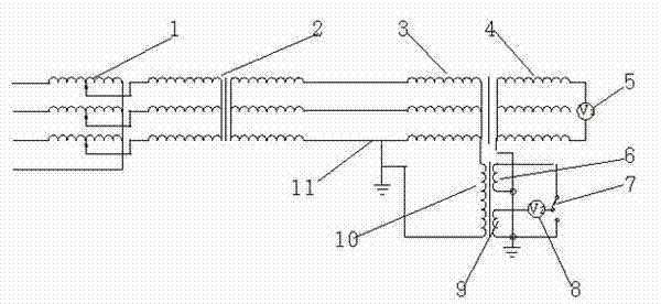 Error experiment device of zero sequence voltage mutual inductors