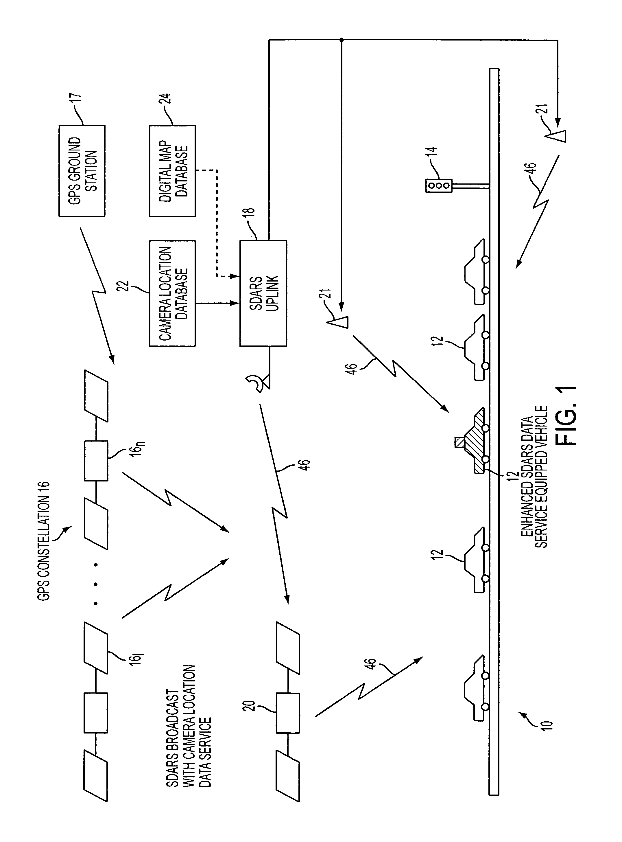 System and method for improved updating and annunciation of traffic enforcement camera information in a vehicle using a broadcast content delivery service