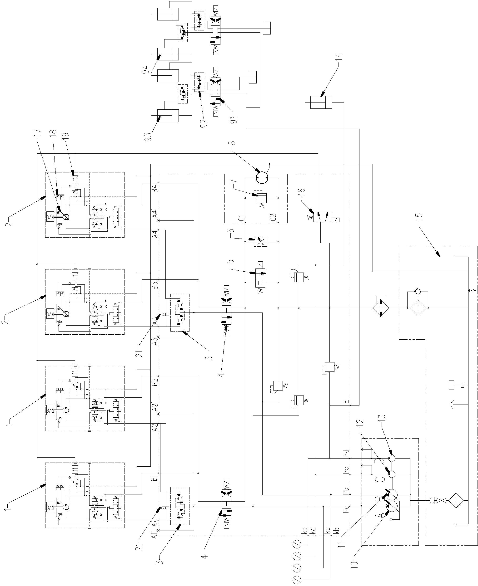 All-four-wheel guiding transplanter