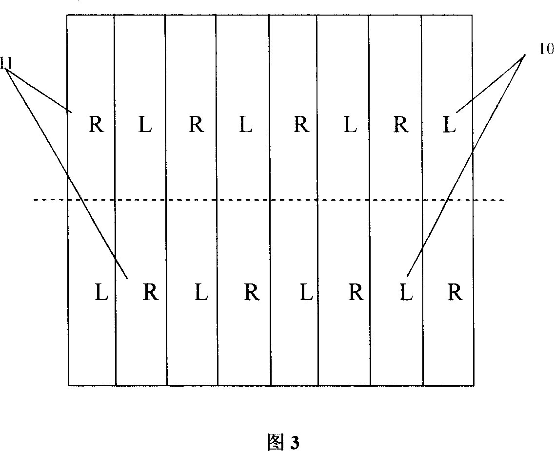 Three-dimensional auto-stereoscopic display device based on light polarizing parallax strip and grid screen
