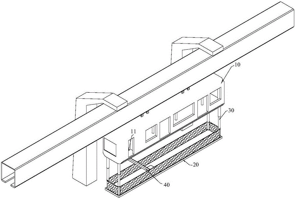 Passenger emergency evacuation device for suspension type monorail transportation vehicle