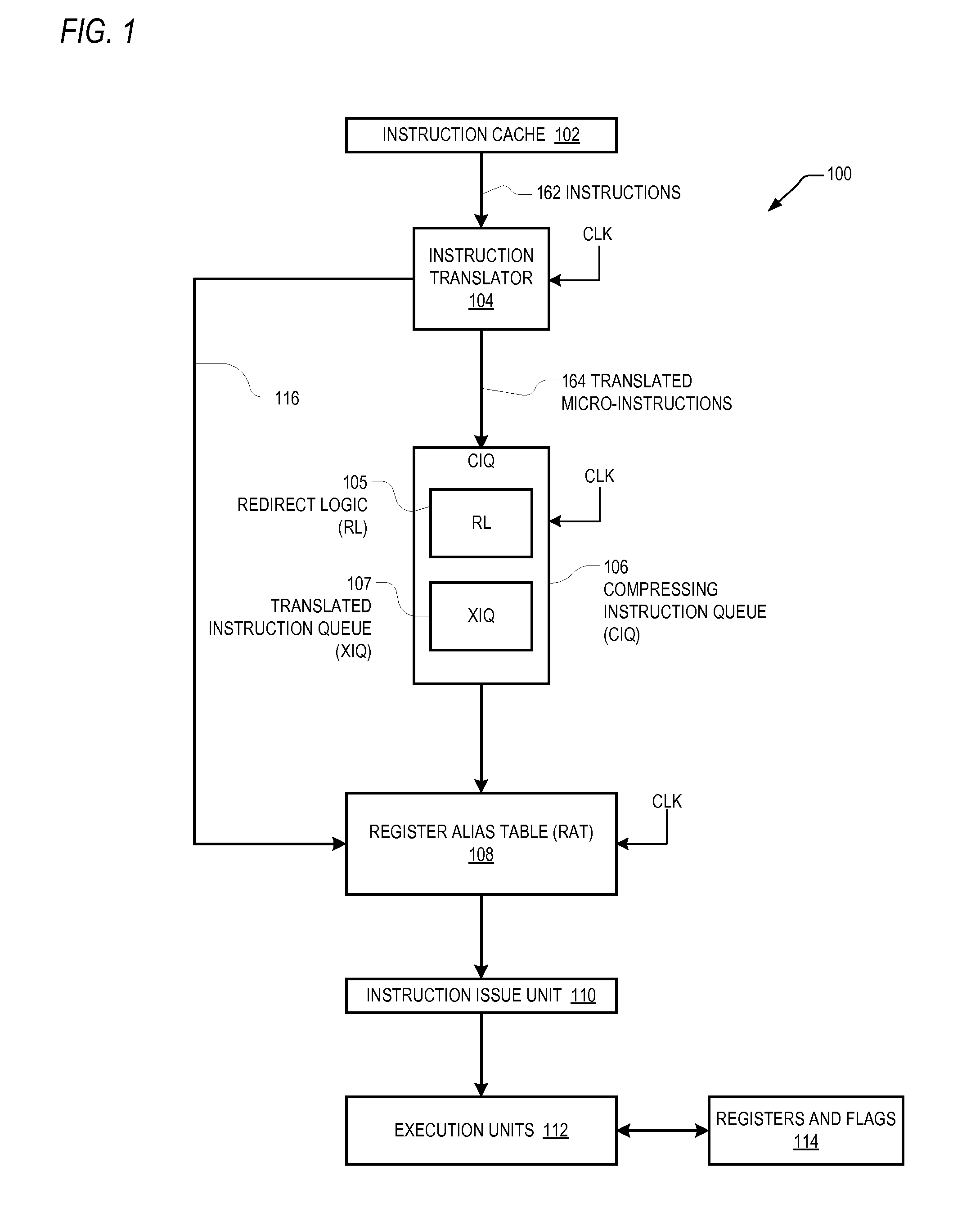 Compressing instruction queue for a microprocessor