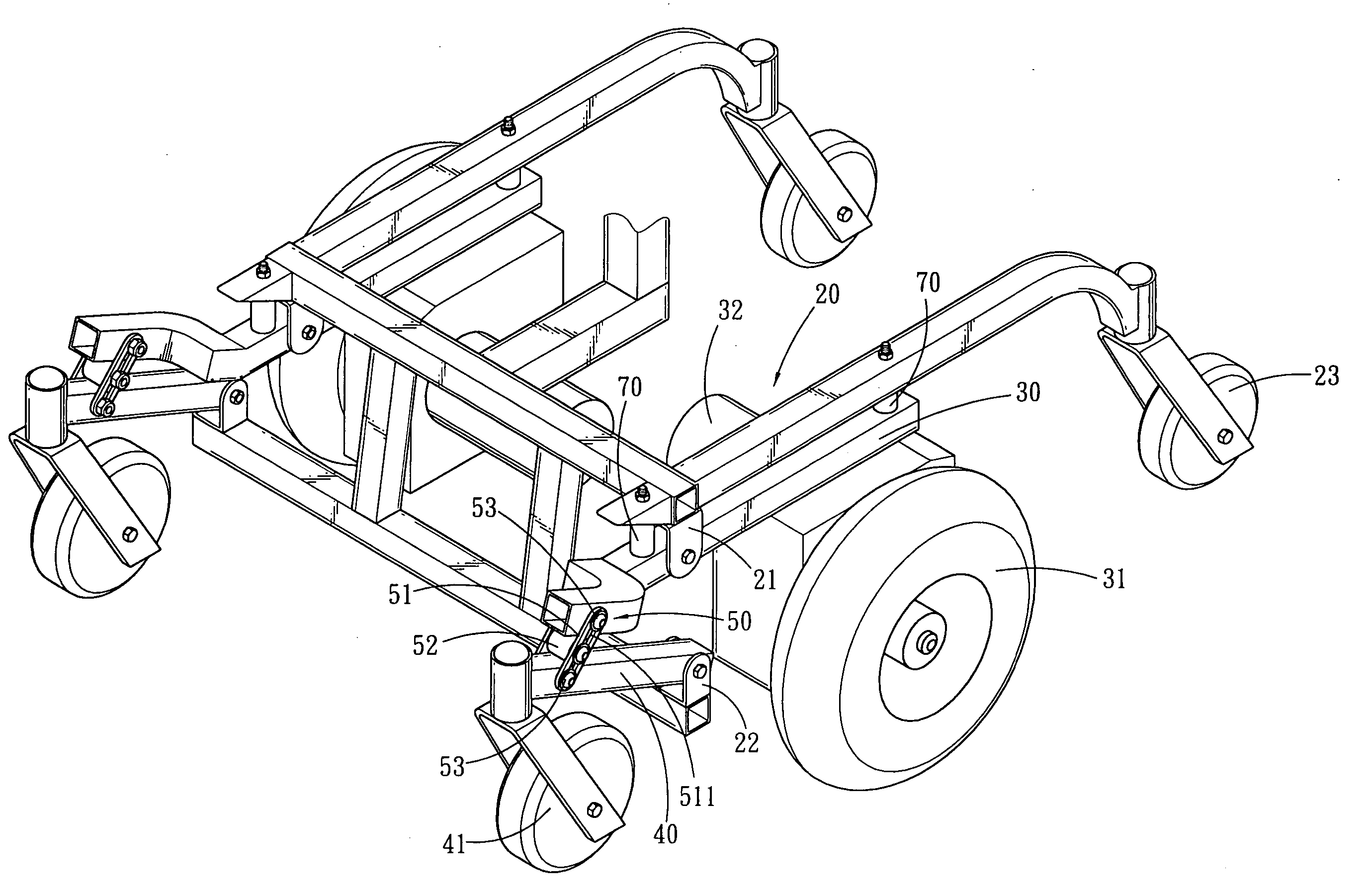 Suspension structure for wheelchair
