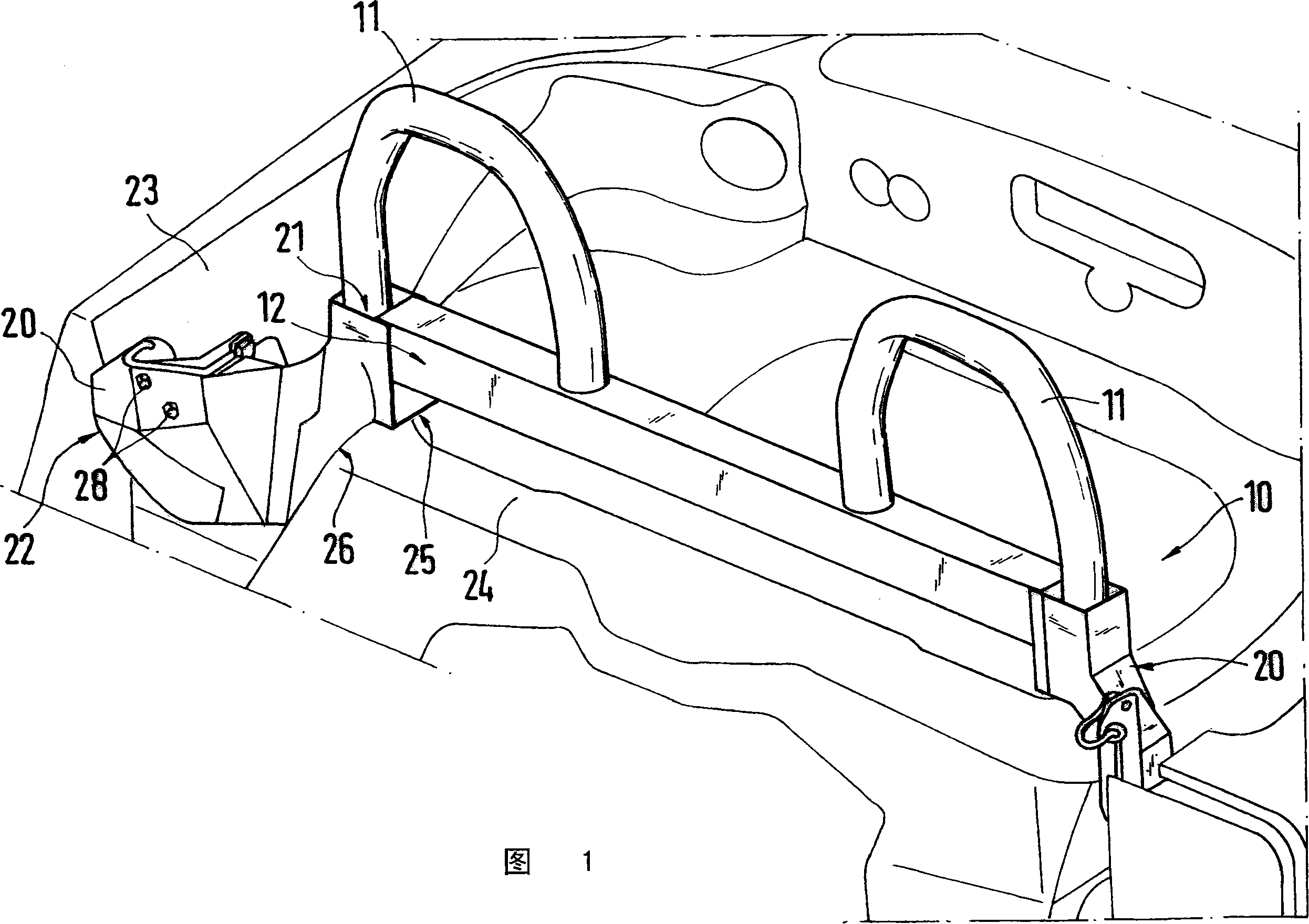 Motor vehicle with a roll-over bar assembly