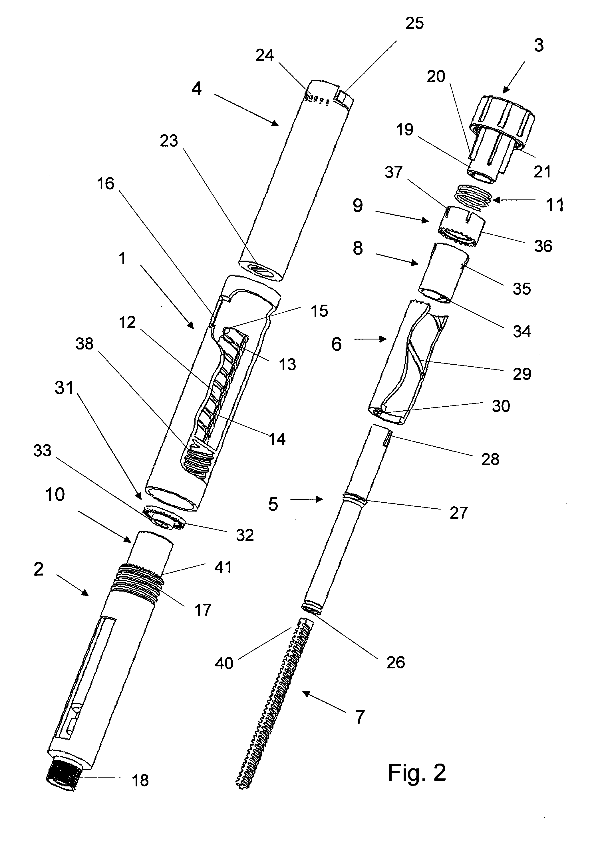 Dose delivery device with gearing mechanism