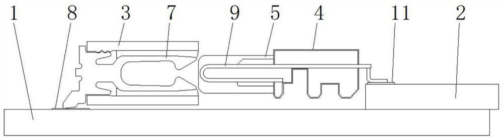 A horizontal board-to-board connector with simultaneous conduction on both sides