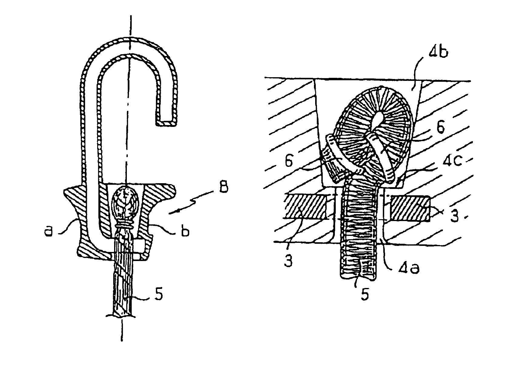 High strength hook, in particular for elastic cable
