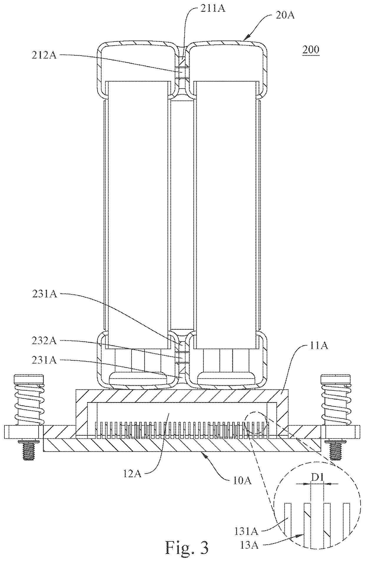 Stack-type vertical heat dissipation device