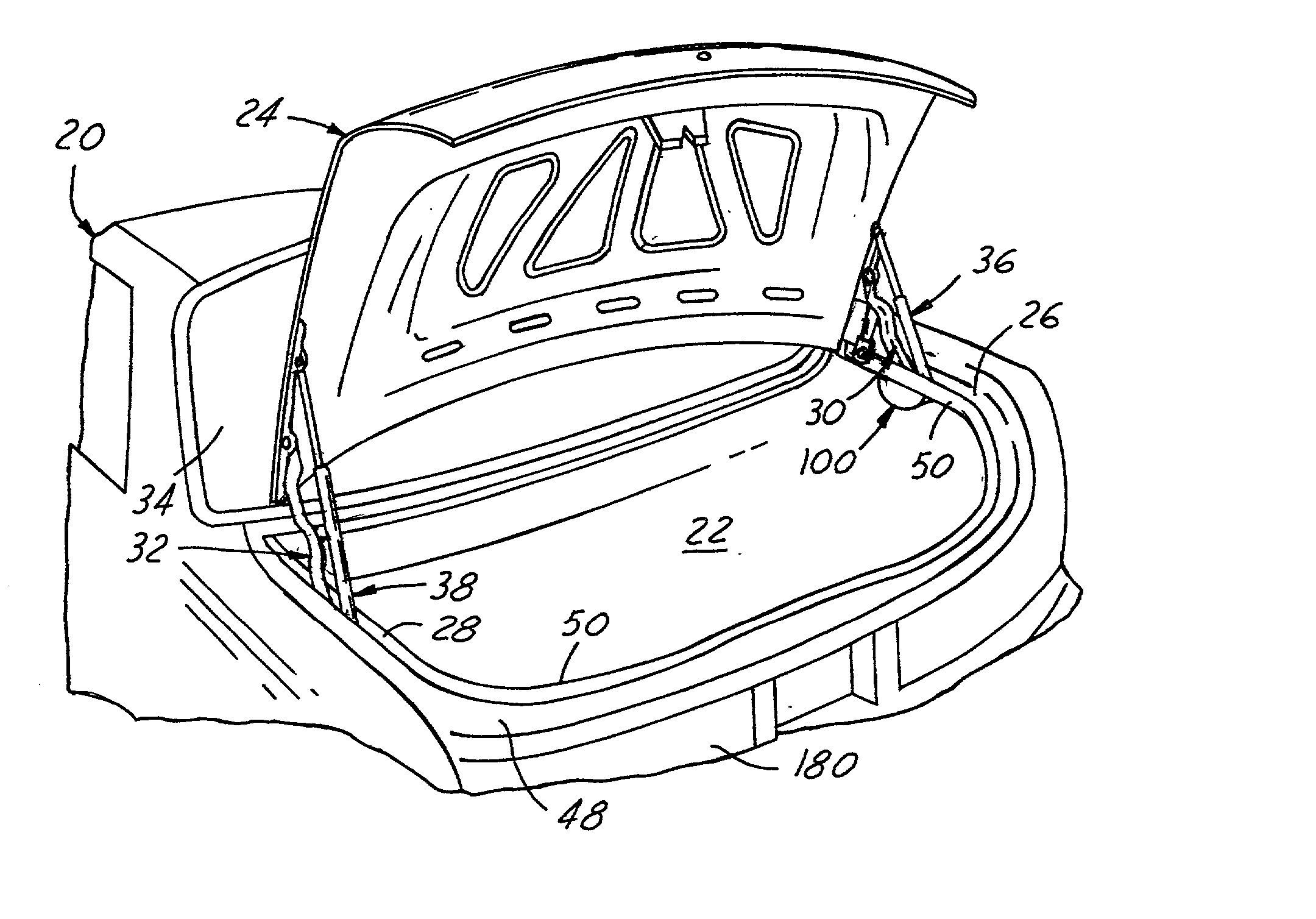 Power actuating system for four-bar hinge articulated vehicle closure element field of the invention