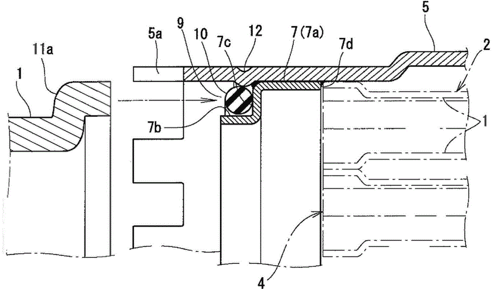Tank connecting structure of no-header plate heat exchanger