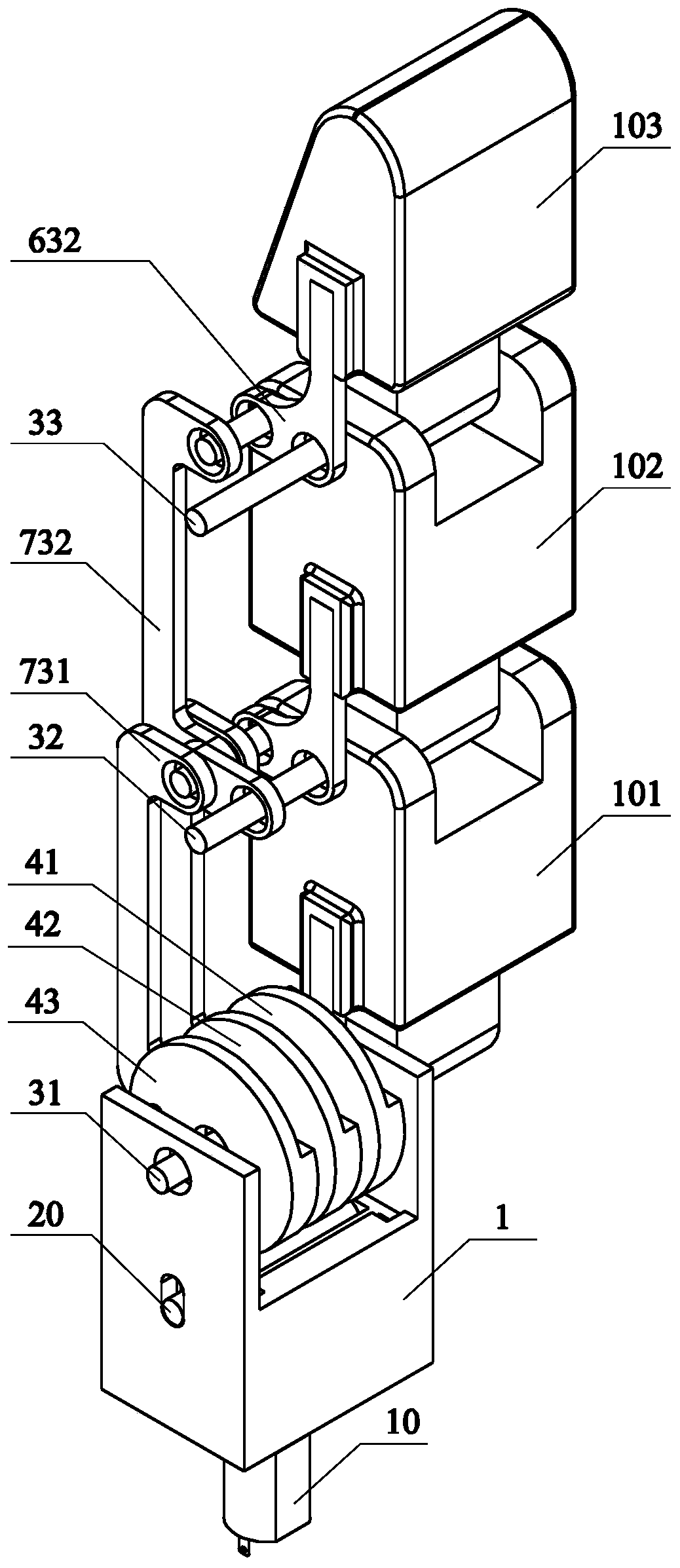 Real-time synchronous locking device for underactuated robot fingers with multi-joints at any angle