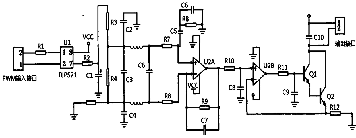 Current output digital-to-analog conversion circuit based on PWM (pulse width modulation)