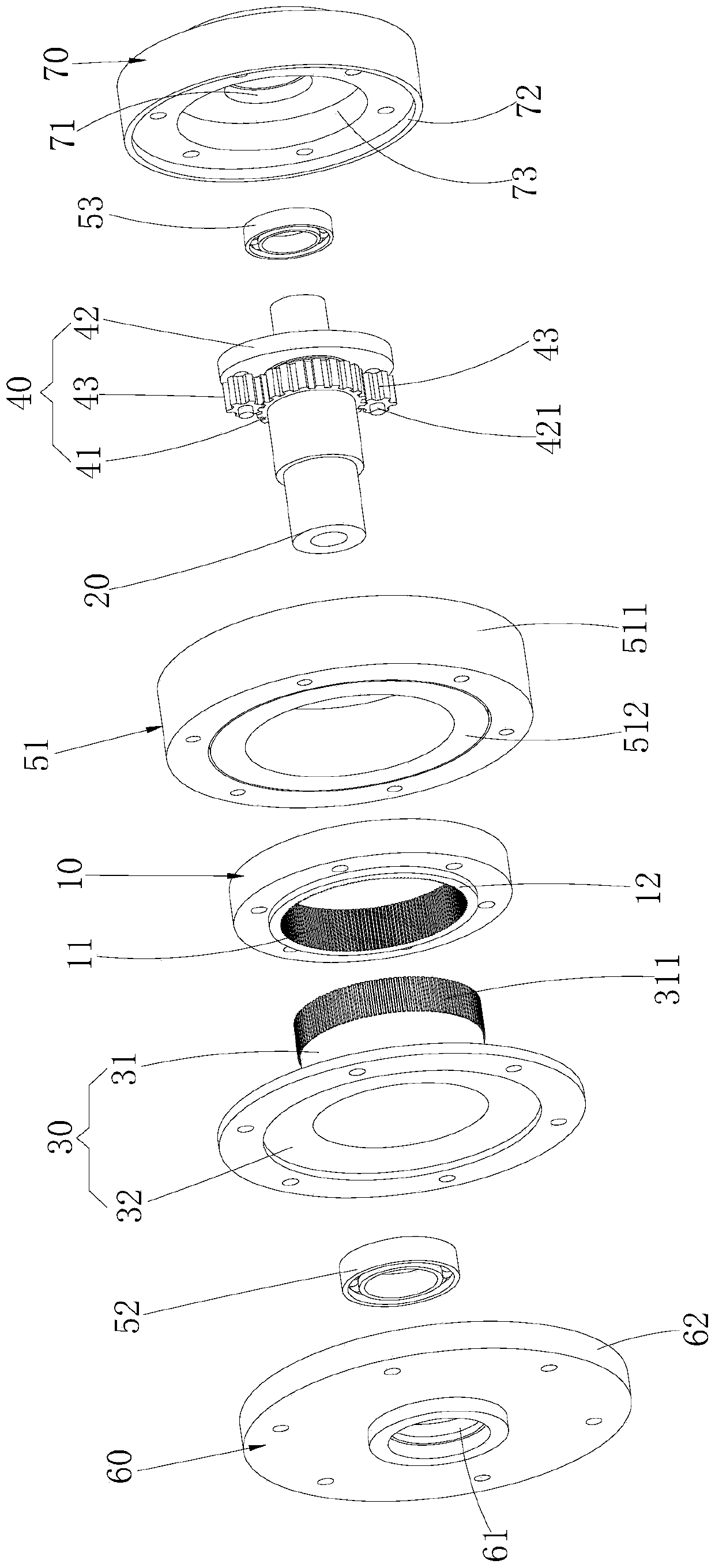 Planetary harmonic combination reducer