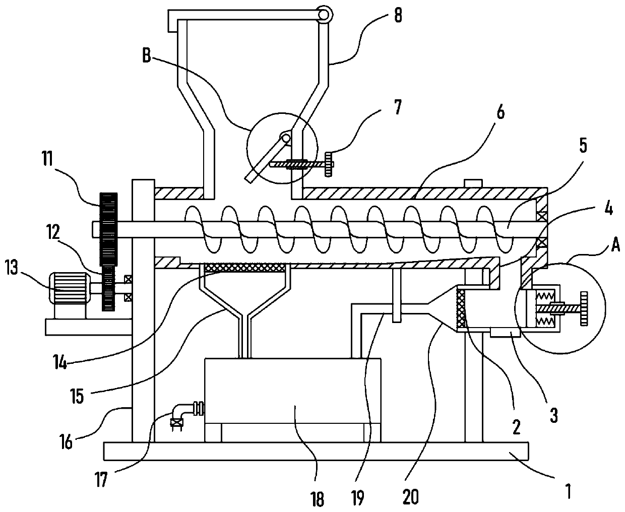 Peanut oil extracting device for processing peanut oil