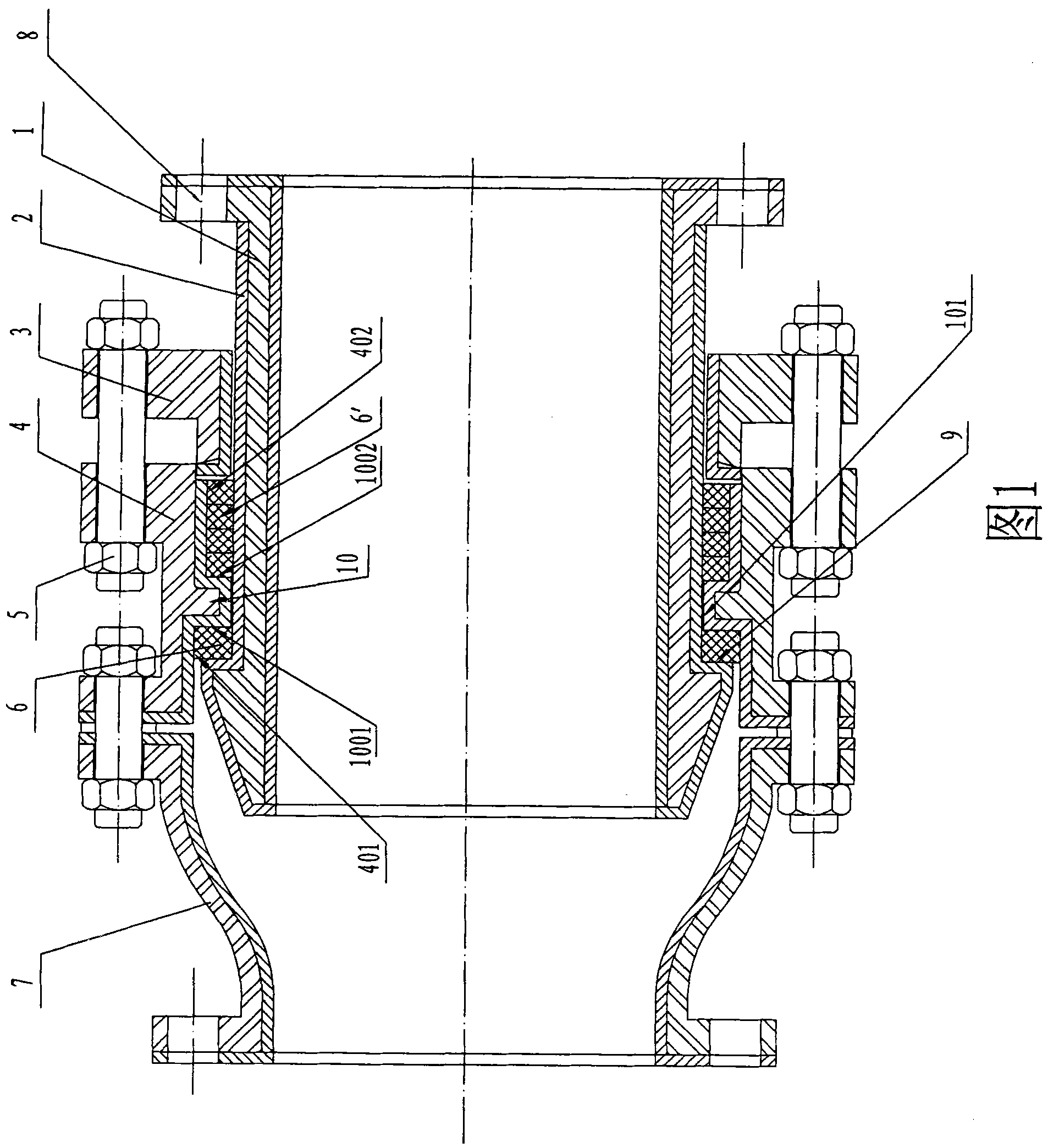Rotating compensator for corrosion resistant pipeline and preparation method and compensating system
