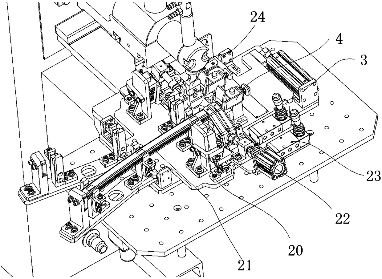 A bump welding fixture for the middle and lower glass guide rail and bracket of the front door of an automobile