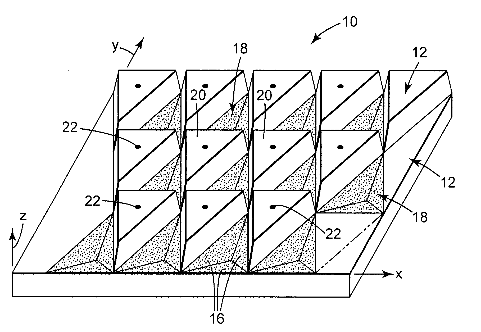 Structured surface articles containing geometric structures with compound faces and methods for making same