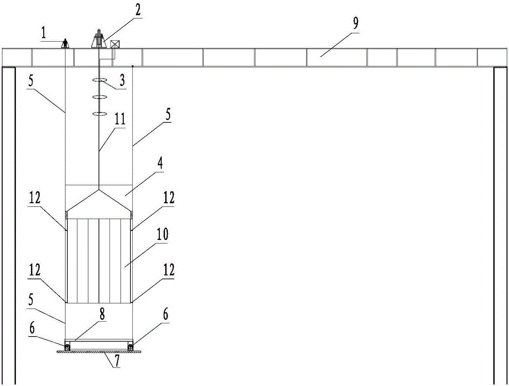 Device for stabilizing ropes of man-carrying lifting cage in vertical shaft excavating period and application method