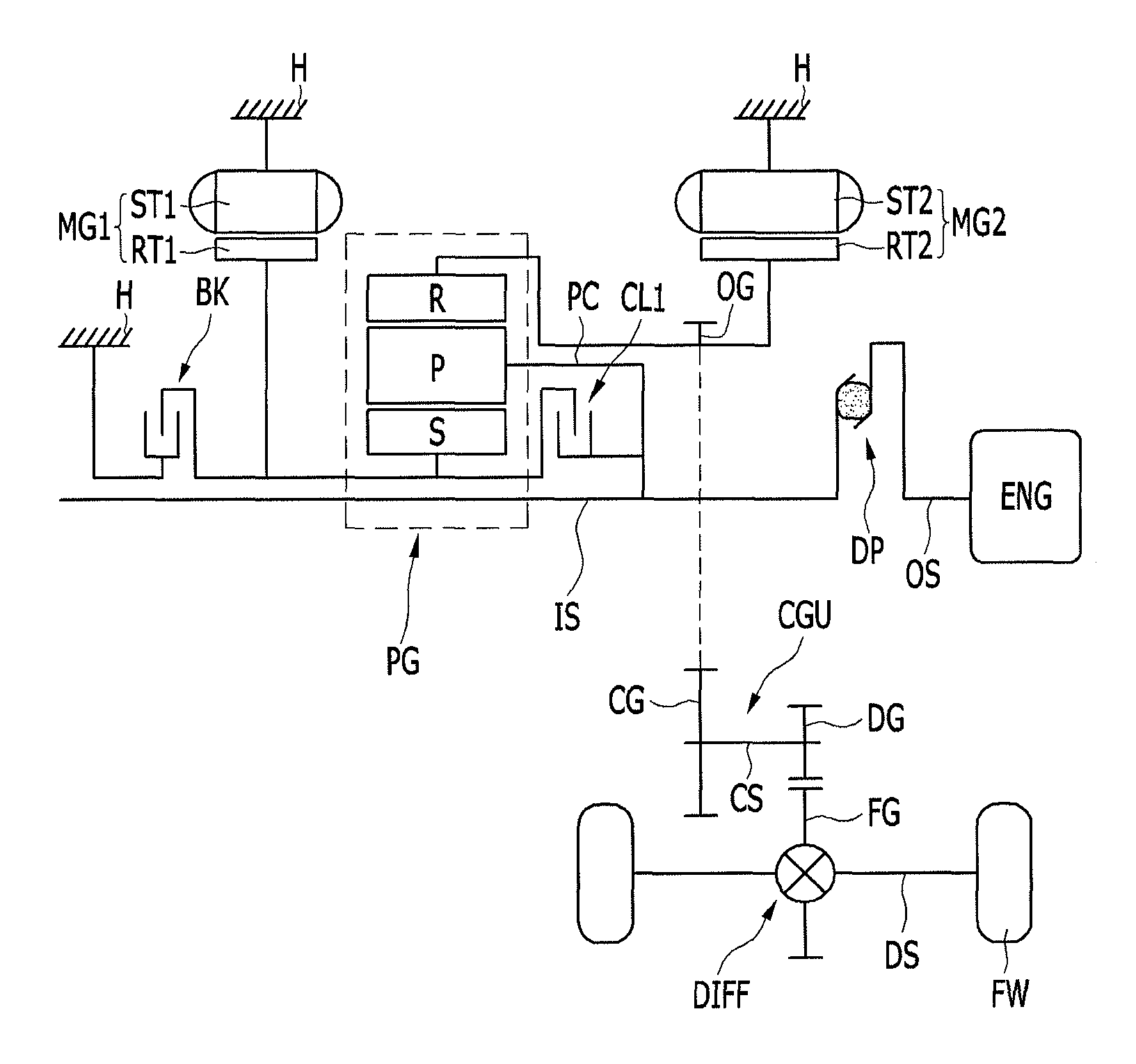 Transmission system of hybrid electric vehicle