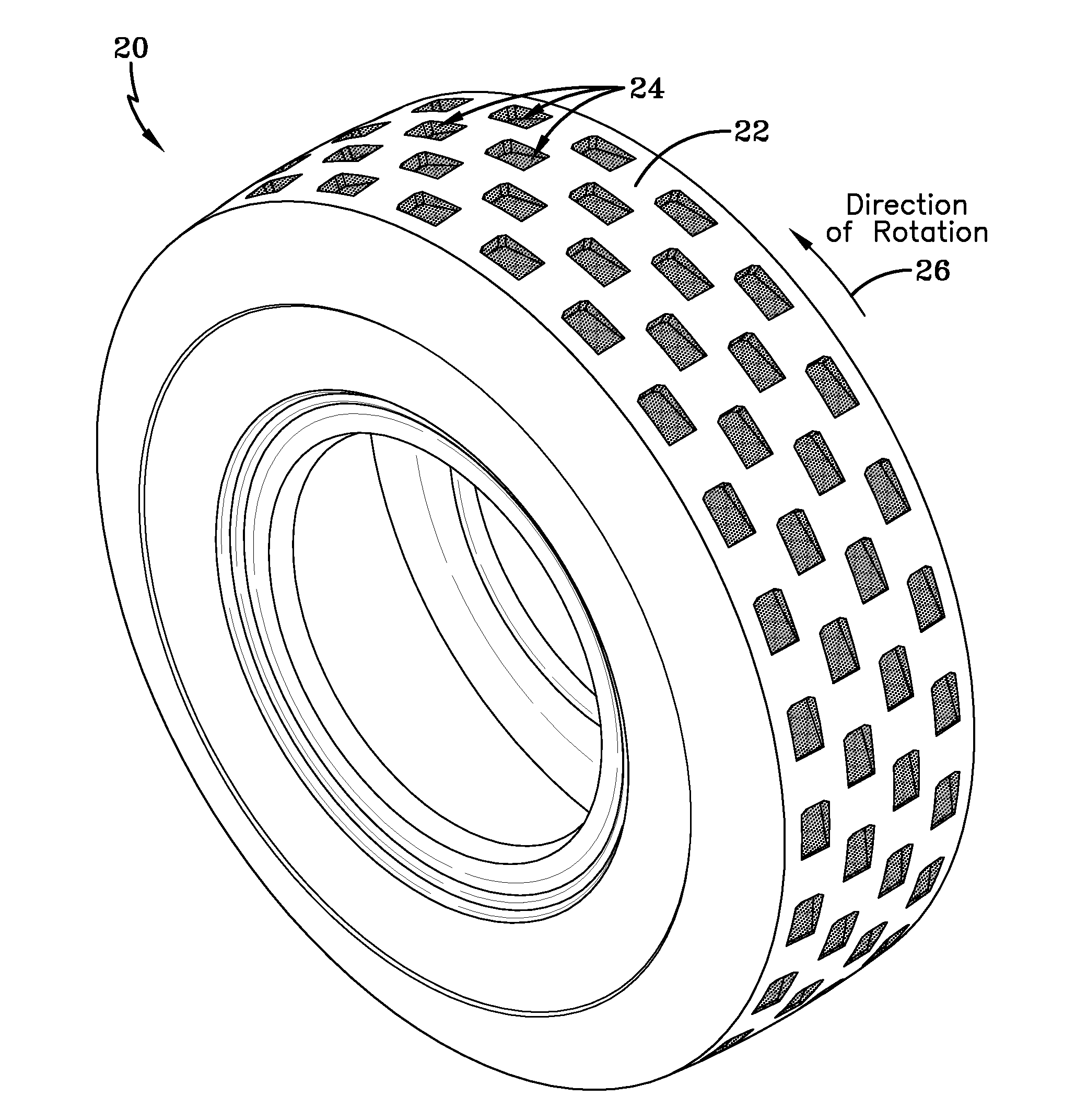 Traction tire tread for off-road vehicle