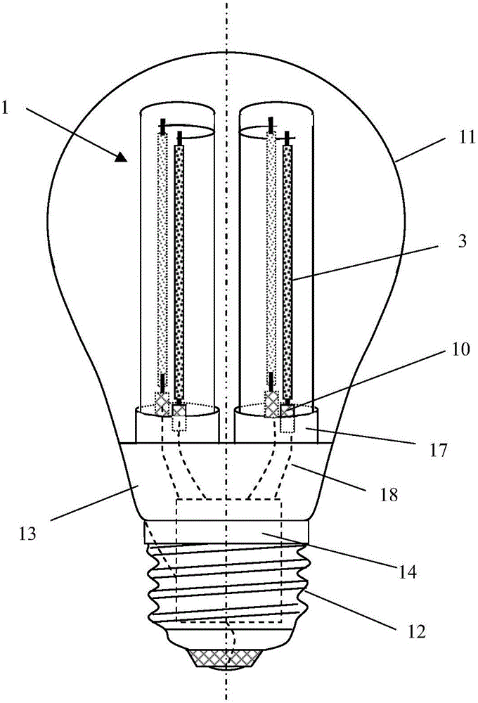 LED light emitting device and LED filament lamp