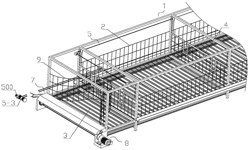 A poultry breeding cage with longitudinally movable bottom net