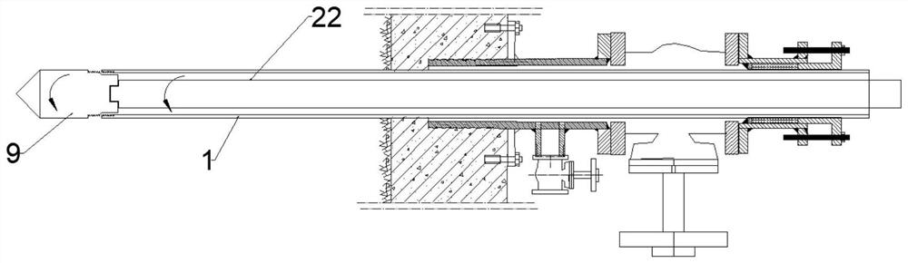 Sand gushing and water gushing prevention freezing pipe drill rod pulling-out device and drill rod pulling-out process for subway tunnel construction