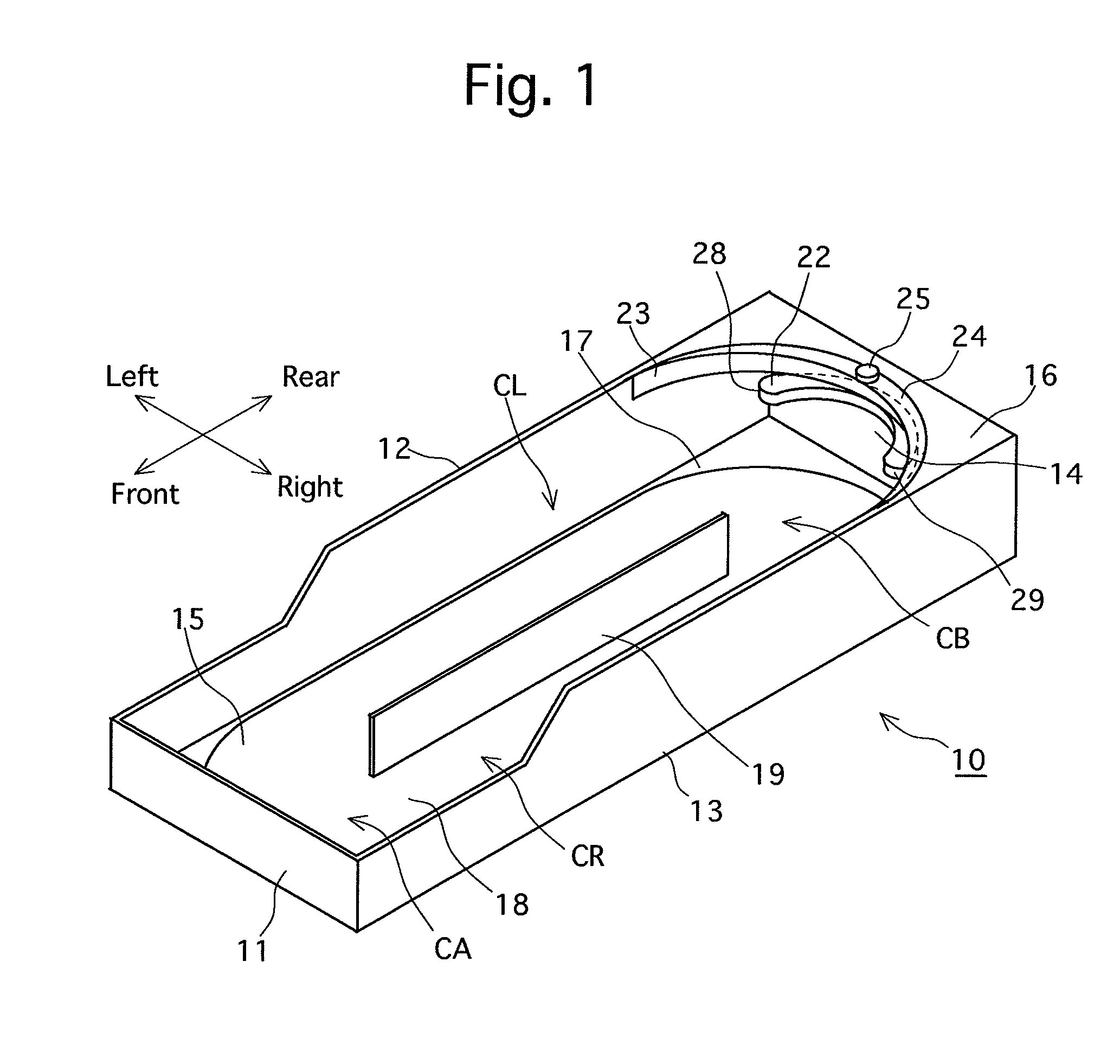 Article display tray provided with movement guide device, and movement guide device