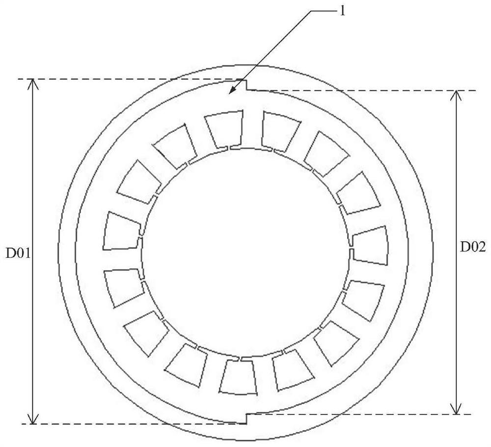 Motor stator connecting piece based on circumferential step-shaped circular ring