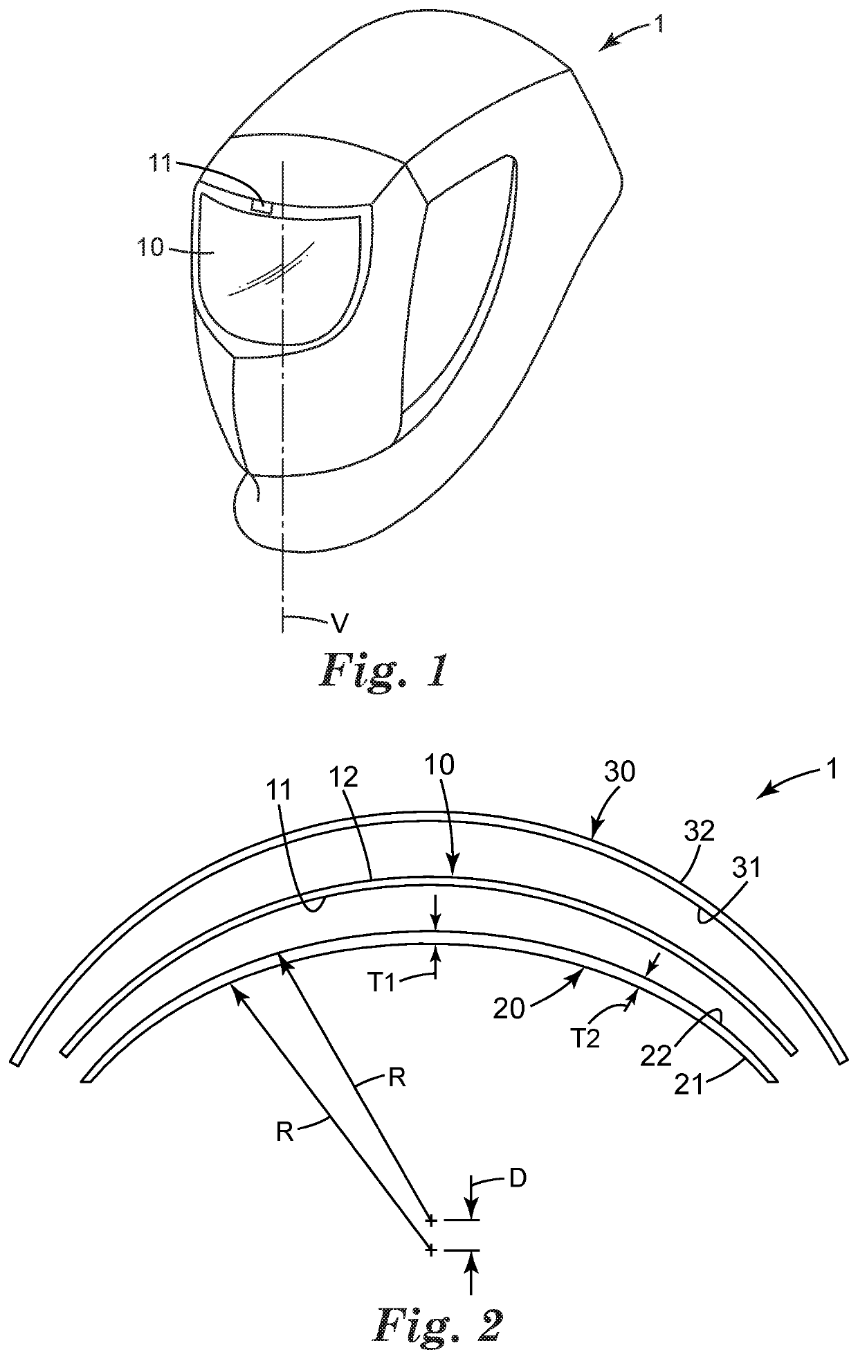 Curved eye protection shield for welding protection