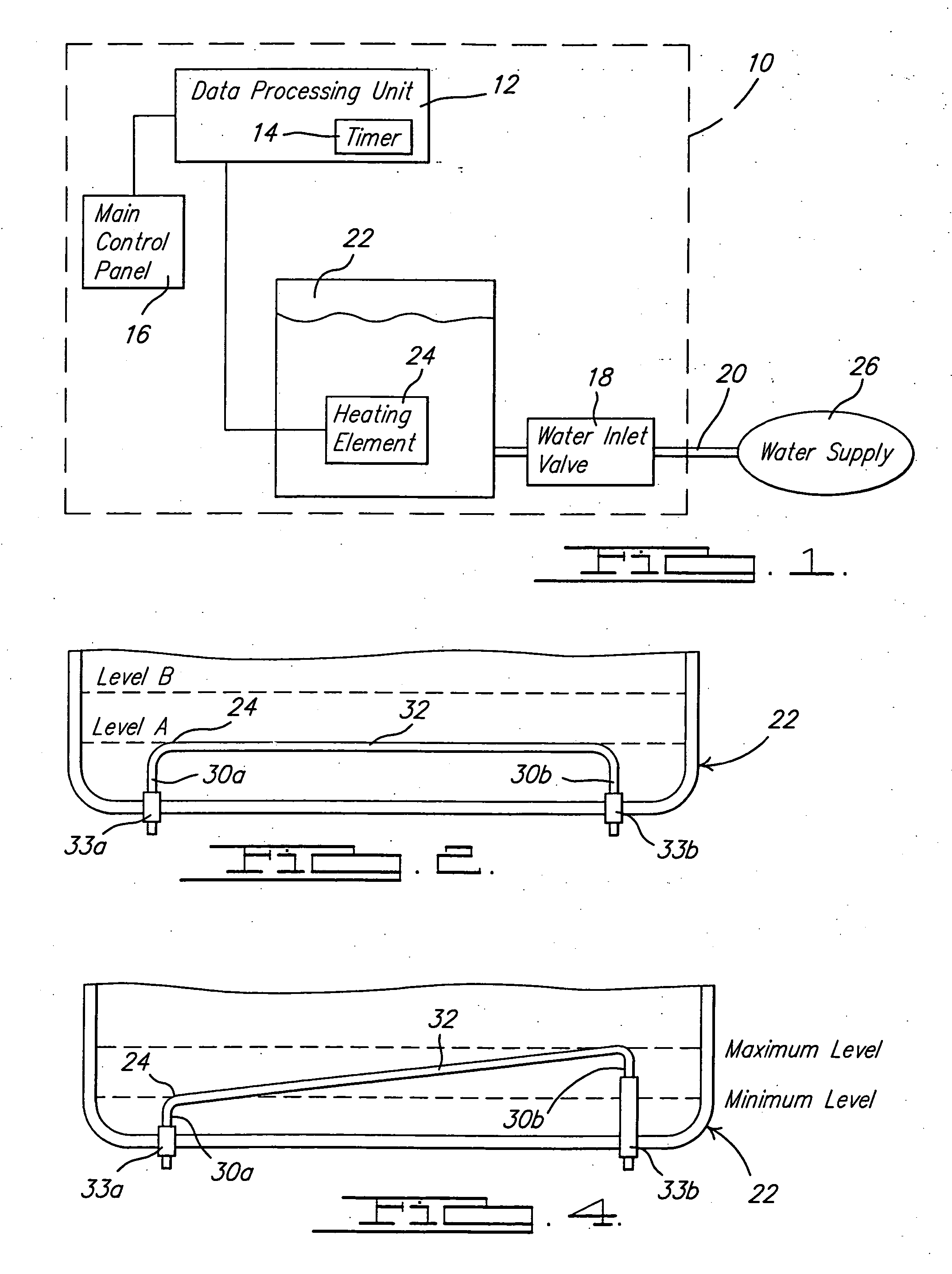 Apparatus and method for controlling the water level in a residential dishwasher