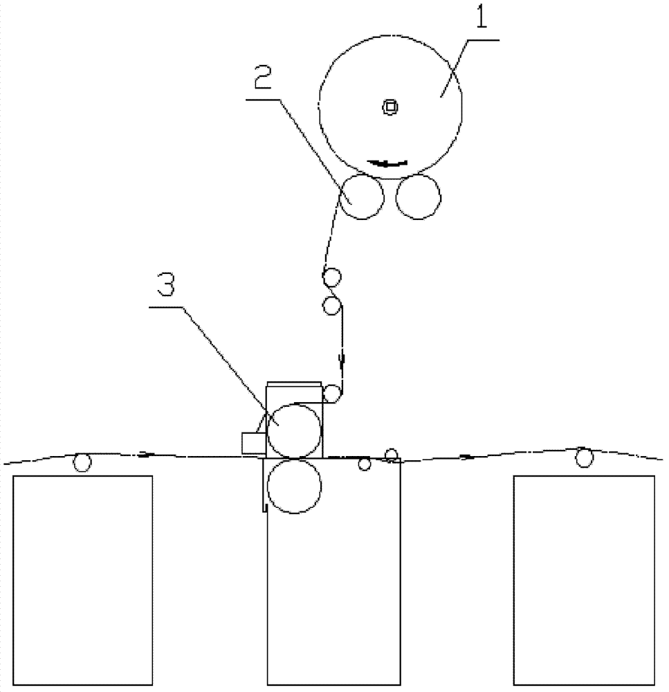 Bonding and sending device for base cloth