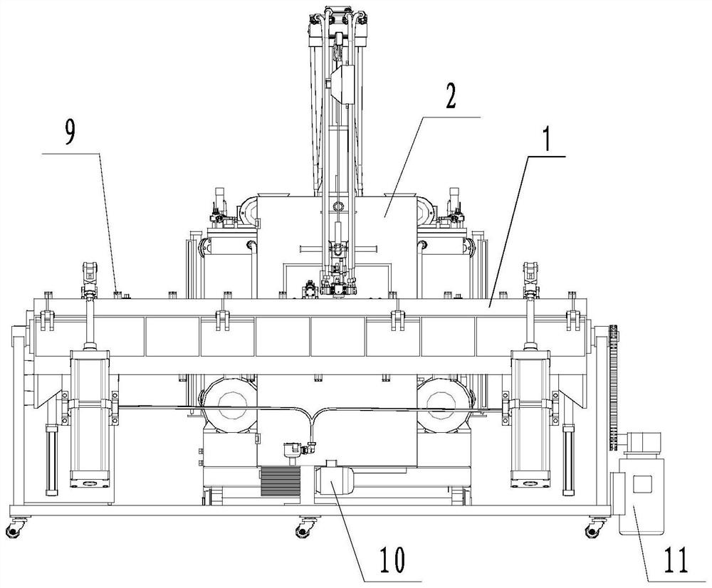 Equipment and method for forming isotropic polyurethane composite sleeper in one operation