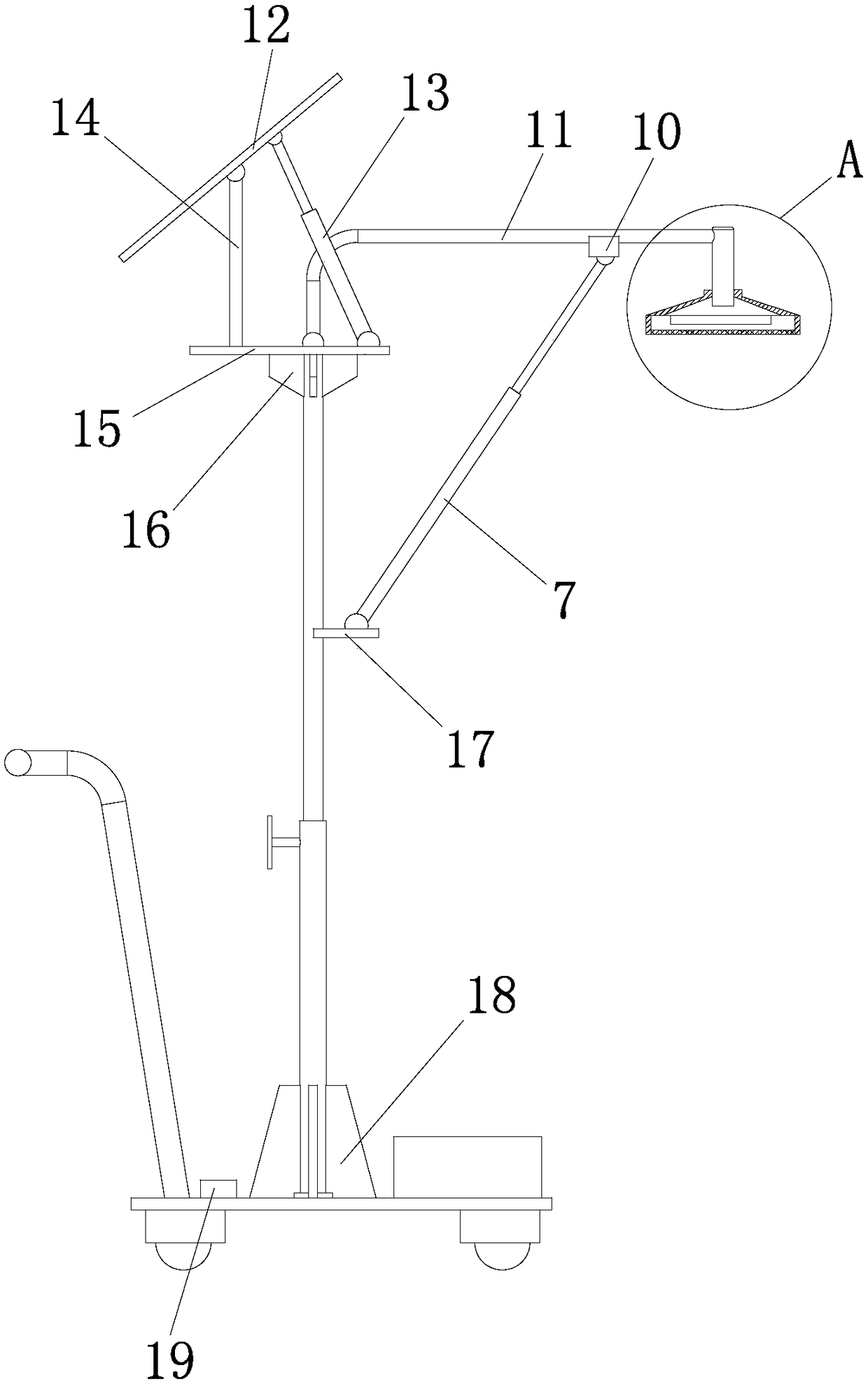 Yard lamp with function of adjusting angle of lamp pole support