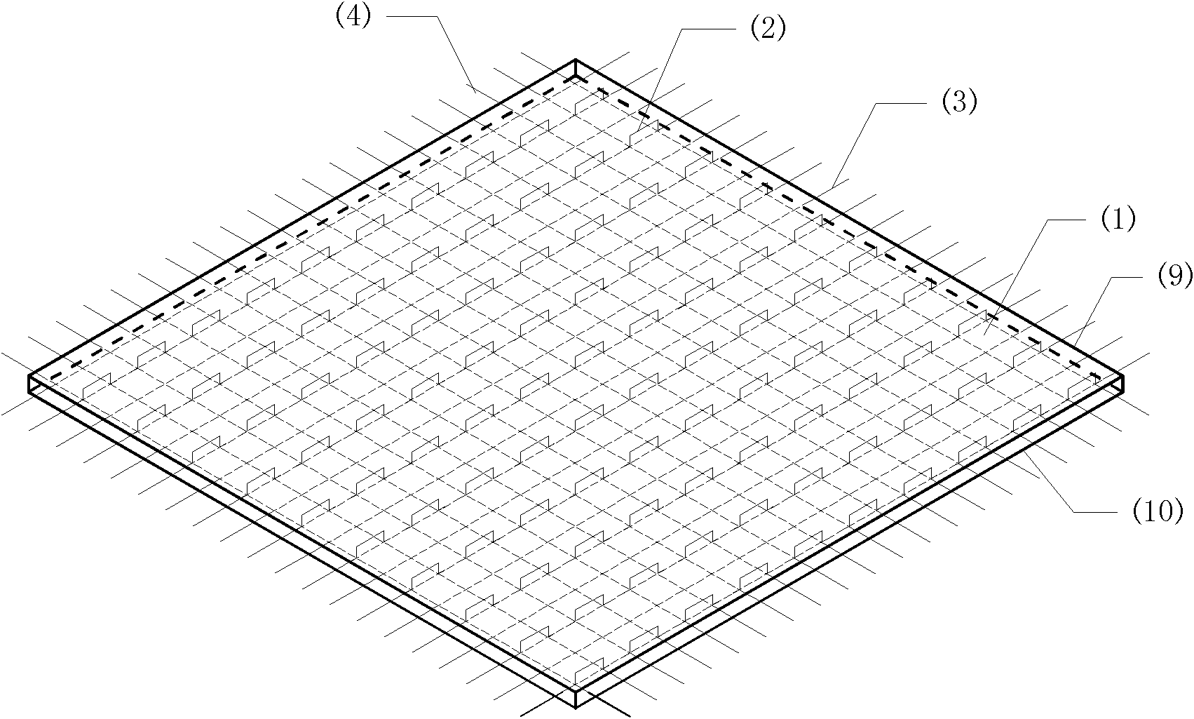 Ultrahigh-strength and ultrathin bottom board for laminated slab and production method thereof