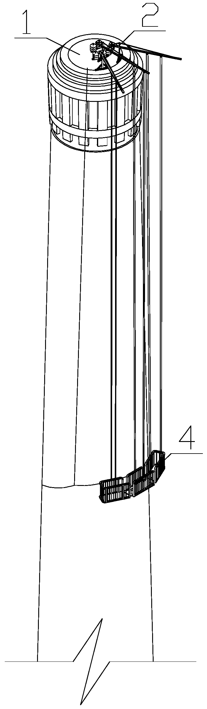 A rope-holding construction hanging basket for chimney navigation mark paint and its construction method